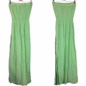 Splendid Strapless Maxi Dress Green Mint Side Slit XS Extra Small
